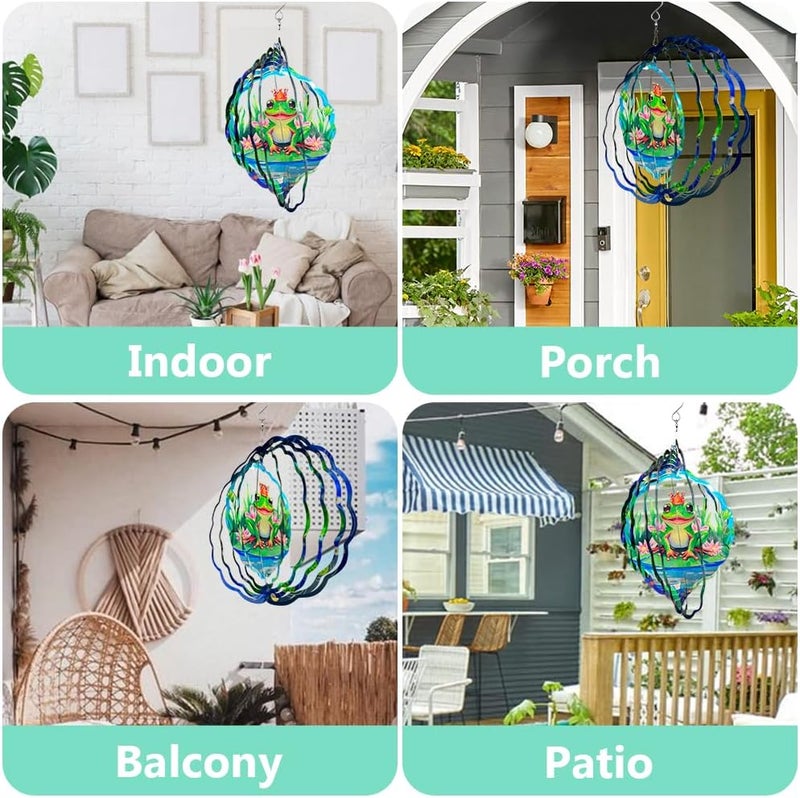 PUCPAM Frog Wind Spinner, 3D Hanging Stainless Steel Garden Spinner, Wind Spinner Hanging for Outdoor & Indoor Décor, Unique Gifts for Yard Garden Decoration or Patio Décor (Frog) - Image 5
